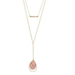 💎💎💎Canvas Goldtone & Pearl Teardrop Pendant